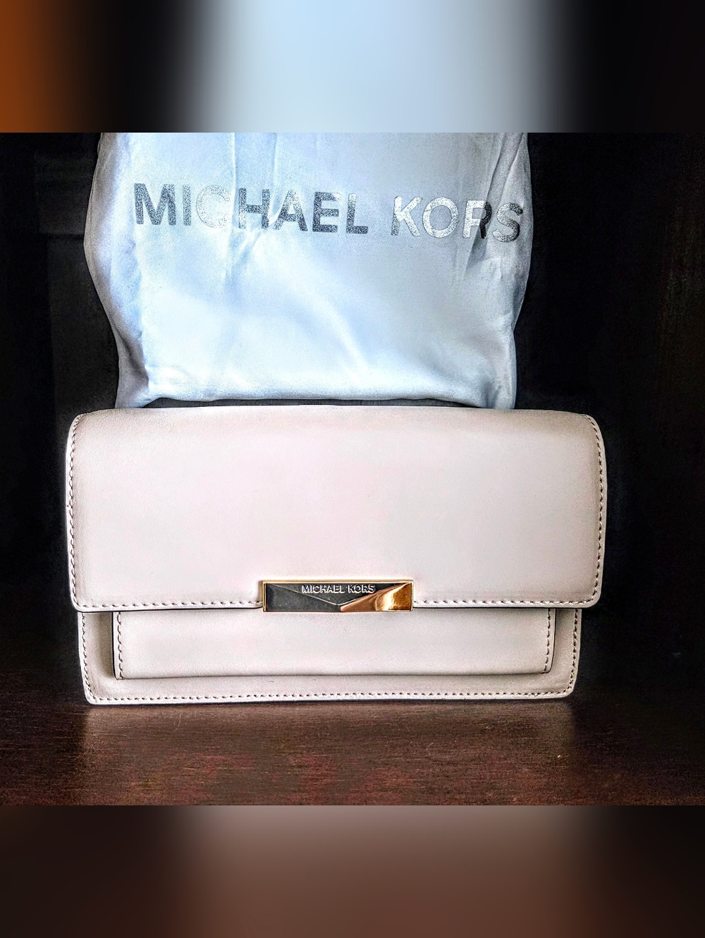 Michael Kors Pale Pink Leather Crossbody with Gold Accent